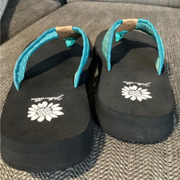 Yellow Box Flip Flops Felisa Turquoise Faux Leather Strap Rubber Soles Sz. 9 NIB - Picture 4 of 6